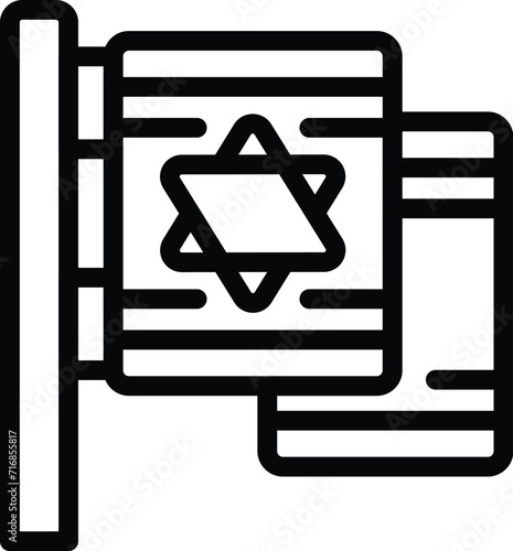 Country flag icon outline vector. Israel tel aviv. Mist modern towers photo