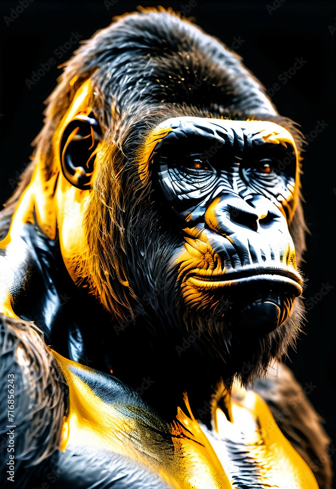 Gorilla mammal animal face , black white wildlife Gorilla mammal animal face , black white wildlife