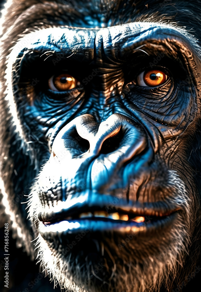 Gorilla mammal animal face , black white wildlife Gorilla mammal animal face , black white wildlife
