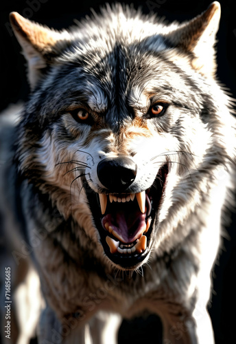 Wolf Wildlife portrait Evil , animal night lupus hunter hungry © Vieriu