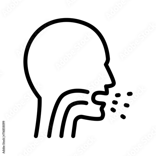 Cough line icon, vector pictogram of flu or coronavirus symptom. Allergy symptoms icon. Infectious diseases, colds, flu, cough