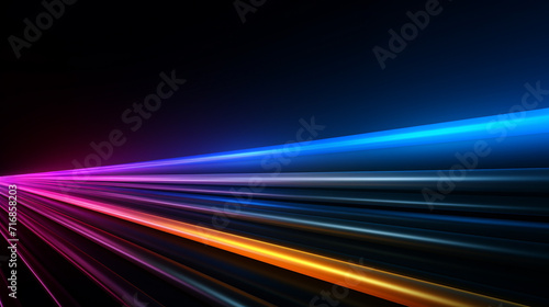 Colorful straight line neon light movement strikes laser