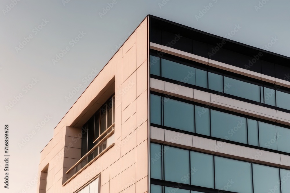 The building's modernity is evident in its clean lines, angles, and emphasized geometric features The building's modernity is evident in its clean lines, angles, and emphasized geometric features