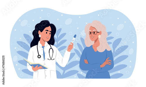 Menopause test and home express-test. Replacement hormone therapy concept.