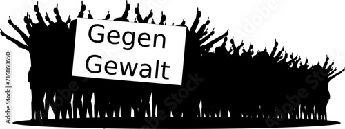 Vektor Silhouetten - Menschen Demo Gegen Gewalt	