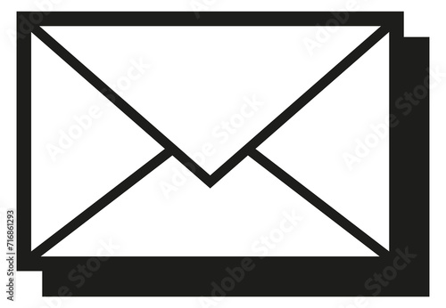 Envelope icon. Mail symbol. Retro black element photo