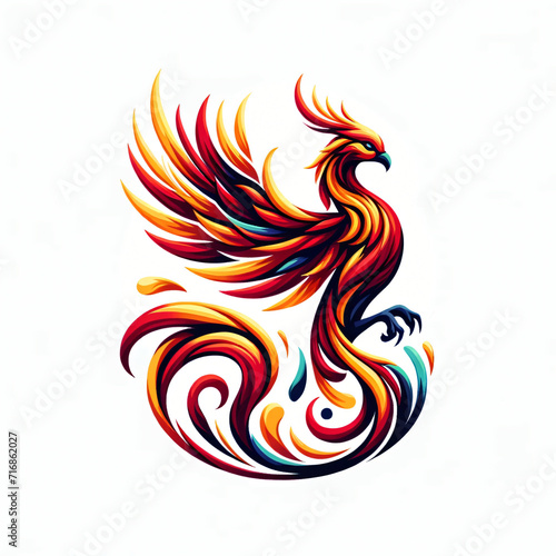 Logo tattoo bird phoenix fire concept 