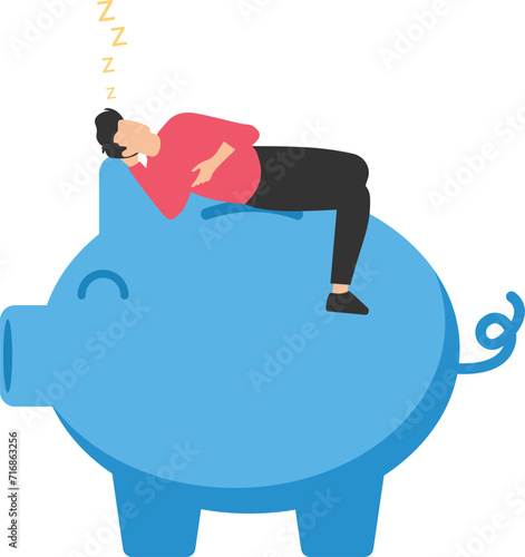 Make money while sleeping, Passive income streams with side hustle, dividends, Property rental or investment profit, Sleeping at night on piggy bank


