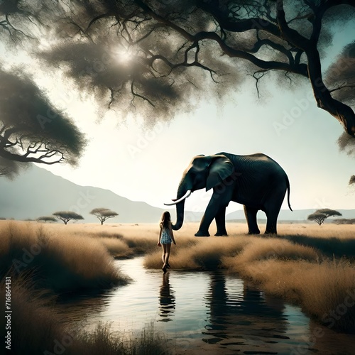 elephant at sunset