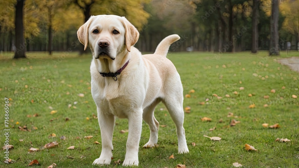Yellow labrador retriever dog in the park Yellow labrador retriever dog in the park
