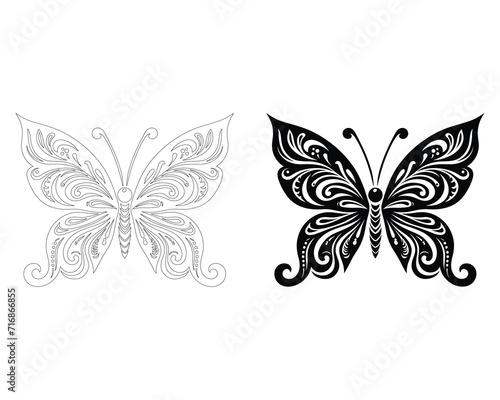 butterfly coloring pages easy , butterfly vectors, hand drawn butterfly  black outline, butterfly tattoo, silhouuette