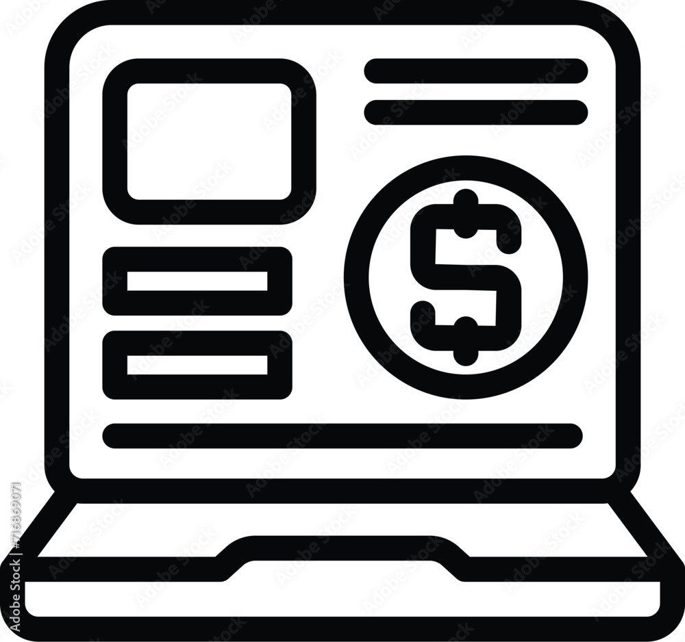 Laptop subscription icon outline vector. Form mail list. Business fee Laptop subscription icon outline vector. Form mail list. Business fee