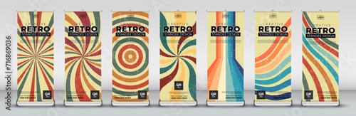 Retro vintage roll up banner design for business events, annual meetings, presentations, marketing, promotions, old school events and vintage banner template