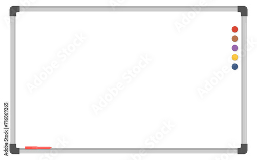 Empty whiteboard for color markers. Office presentation board