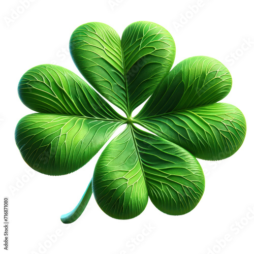 Green Four-leaf clover,St Patrick's Day ,3D rendering png ,isolated on a transparent background