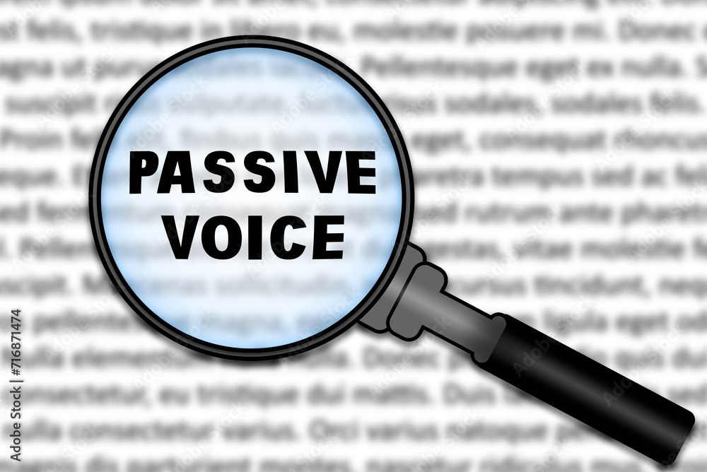 Focused on learning English language. English word part of speech Passive Voice under magnifying glass. Grammar content for teacher and student. Focused on learning English language. English word part of speech Passive Voice under magnifying glass. Grammar content for teacher and student.