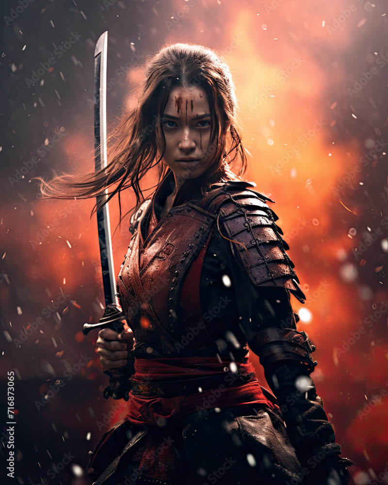 Obraz premium A female Samurai Warrior