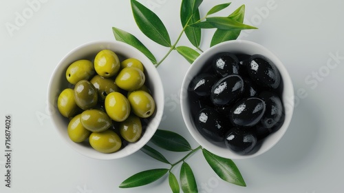 Delicious olives collection. Green and black olives