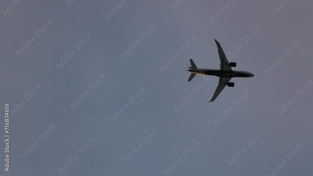 airplane flying overhead (plane fly over trees during winter) shot from the ground airplane flying overhead (plane fly over trees during winter) shot from the ground
