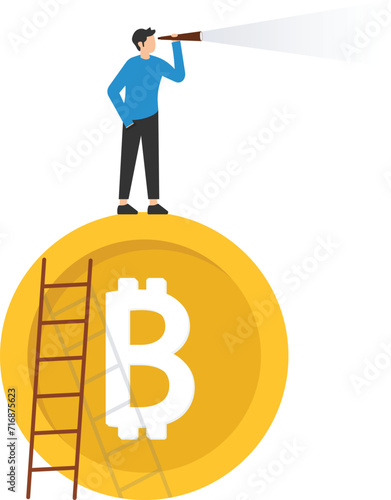 Cryptocurrency investment opportunity, Vision to discover high profit crypto coin, future growth or best performance token, Climb up crypto coin to see opportunity

