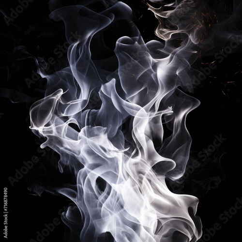 Wallpaper Mural Tongues of white fire on clear black background, white flames and sparks background design Torontodigital.ca