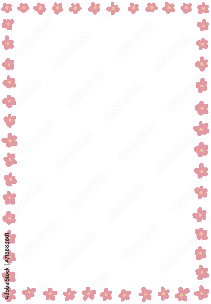 Simple pink flowers frame