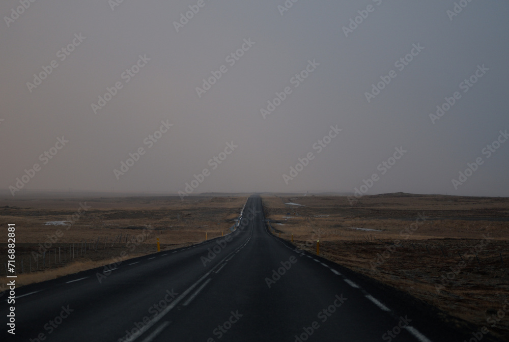 Fototapeta premium Open road on a winter day, Iceland