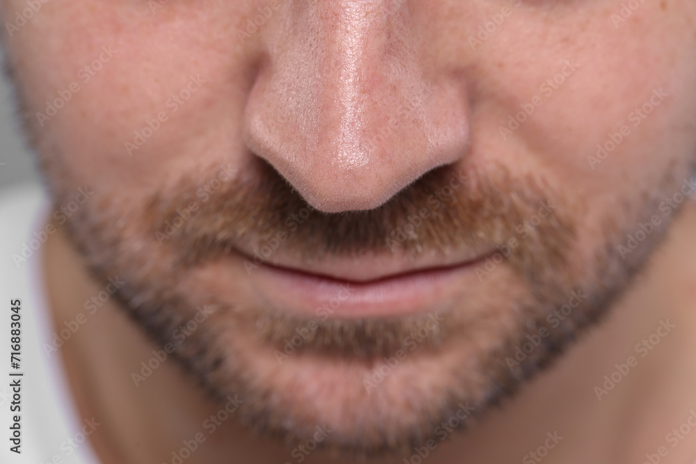 Closeup view of man with normal skin Closeup view of man with normal skin