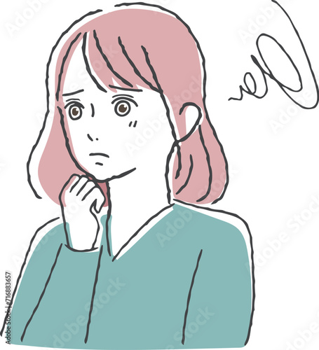 何かに悩む女性
