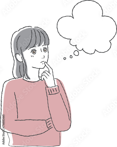 考える女性と吹き出し