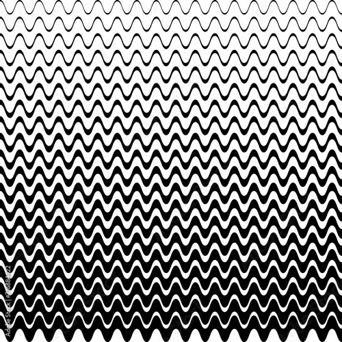 Halftone wave black horizontal stripes. Abstract fade background. Vector illustration.