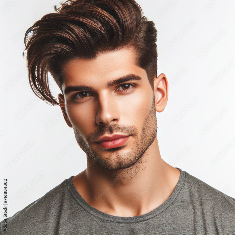 man with perfect hairstyle isolated on solid white background. ai generative man with perfect hairstyle isolated on solid white background. ai generative
