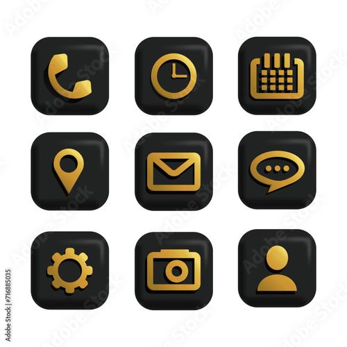 3D Minimal UI Icon Set for Website or Mobile App. Vector Illustration.