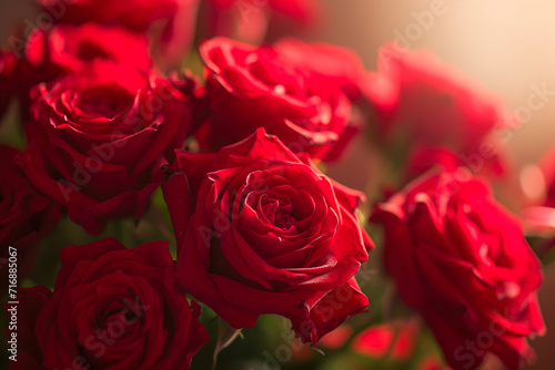 Soft Glow of Morning  Red Roses in First Light