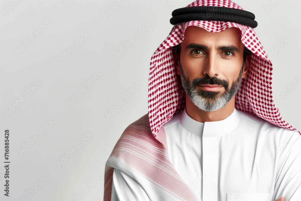 portrait of a middle aged arabian businessman isolated on solid white background. ai generative portrait of a middle aged arabian businessman isolated on solid white background. ai generative