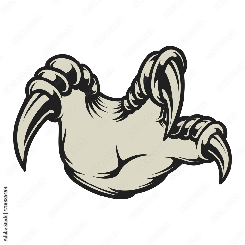 Line Art Vector of Dragon Claw. Jurassic Art. Fangs of Dragons.