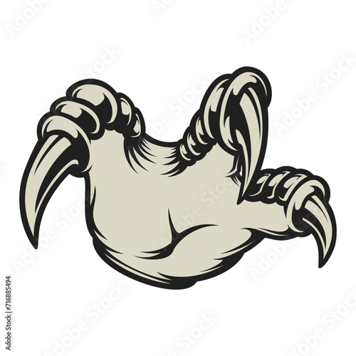 Fotografía Line Art Vector of Dragon Claw. Jurassic Art. Fangs of Dragons.