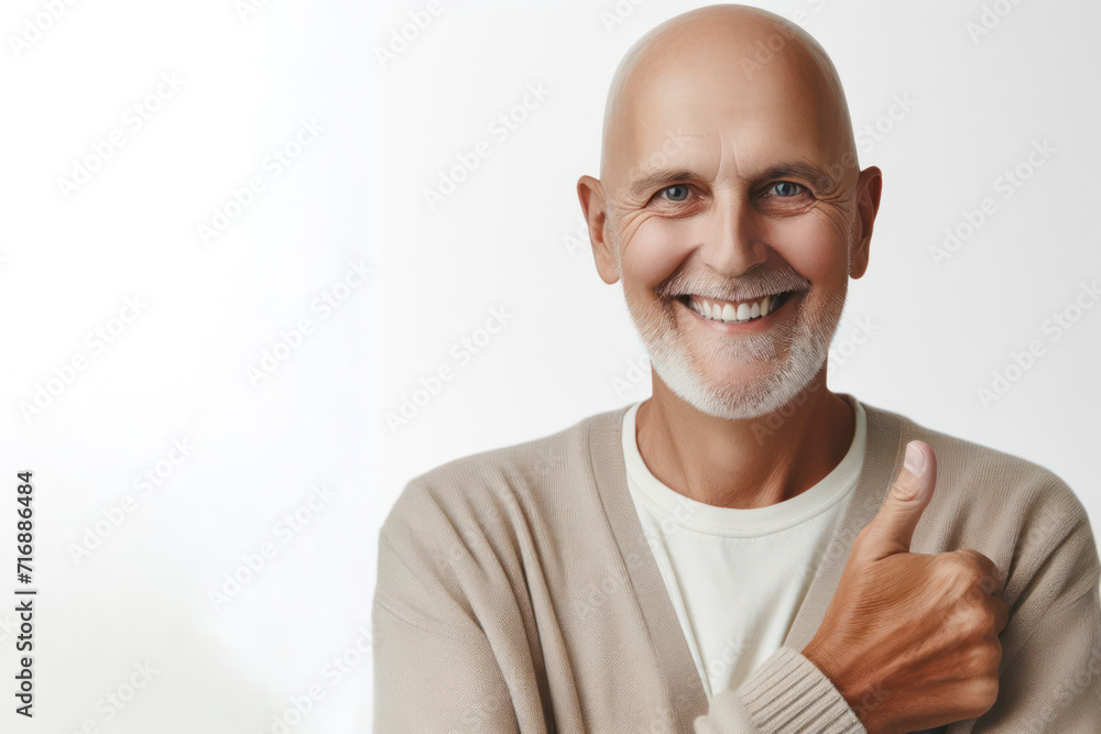 Studio portrait of a happy cancer patient against a solid white background. ai generative Studio portrait of a happy cancer patient against a solid white background. ai generative