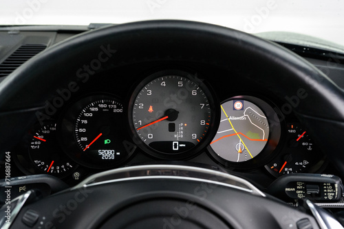 Car dashboard and speedometer