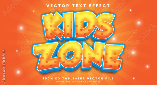 Kids zone 3d editable text effect Template with happy kid themed