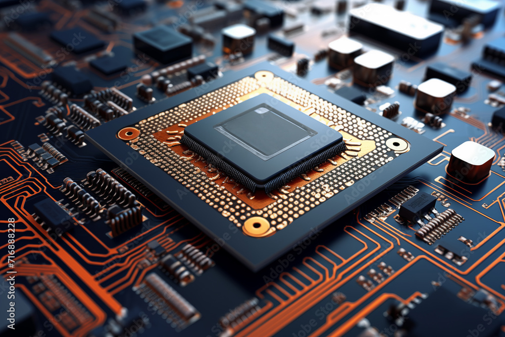 Fototapeta premium The technician will place the CPU on the socket