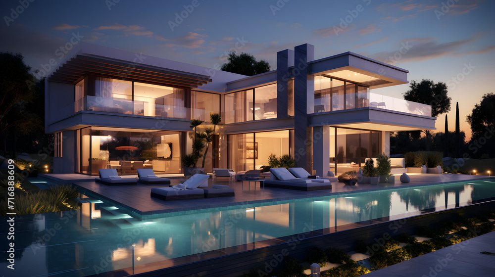 unique industrial architecture house in daylight, photo-realistic,,
A visual depiction in three dimensions of a recently constructed upscale residence