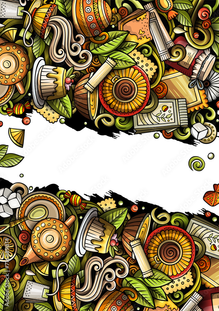 Fototapeta premium Tea time cartoon banner design