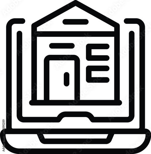 Online rent apartment icon outline vector. House building. Home protection