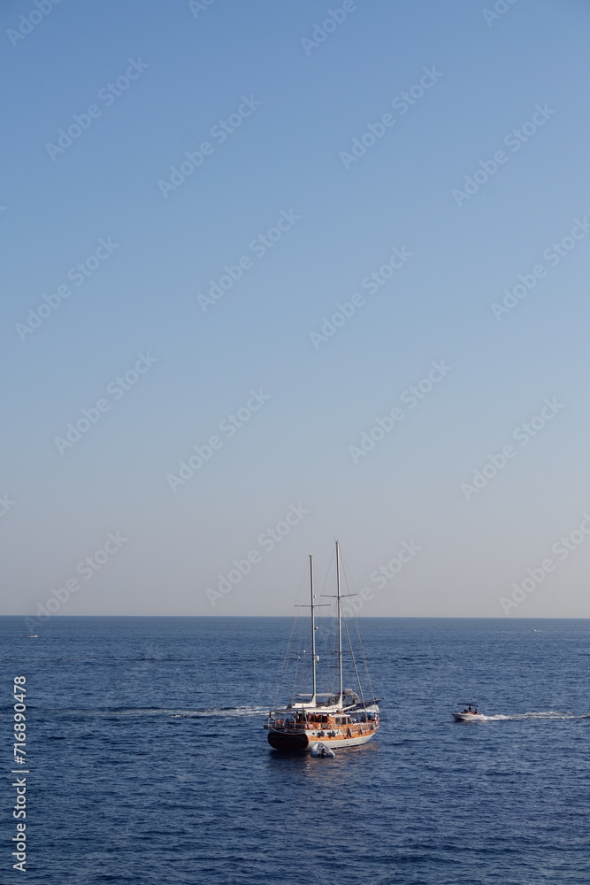 Fototapeta premium Sailing boat floating in the Tyrrhenian Sea 
