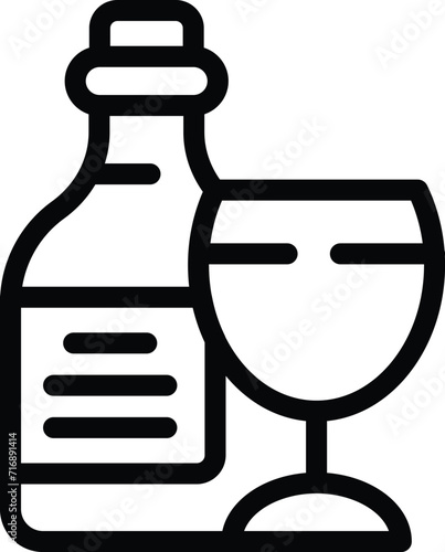 French bottle wine icon outline vector. Travel art gallery. Nation culture