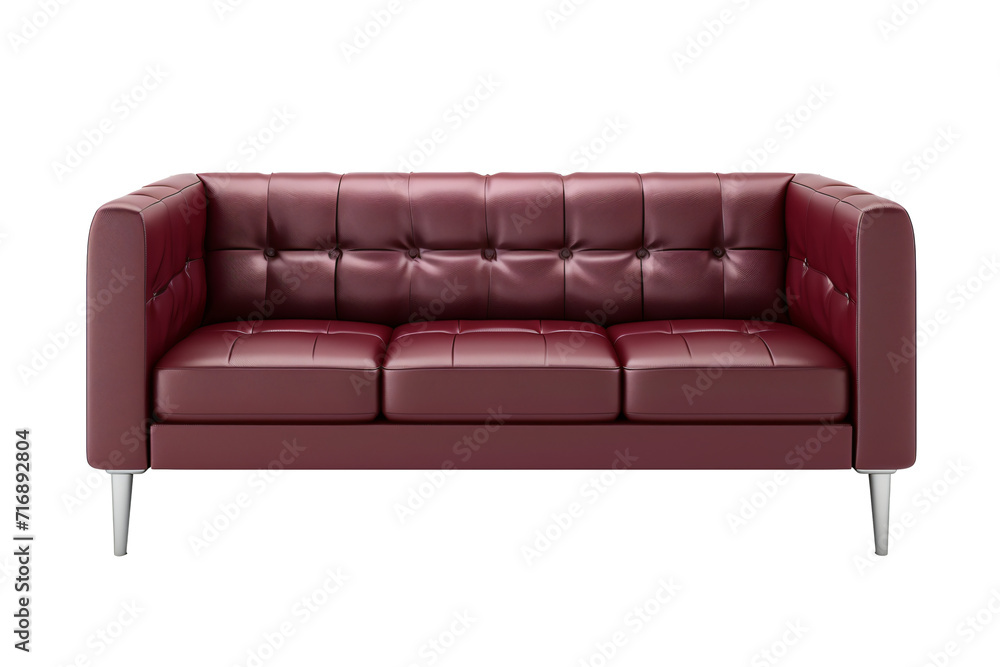 Red sofa ,modern and minimal furniture,Chair home decoration burgundy, isolated on white and transparent background Red sofa ,modern and minimal furniture,Chair home decoration burgundy, isolated on white and transparent background