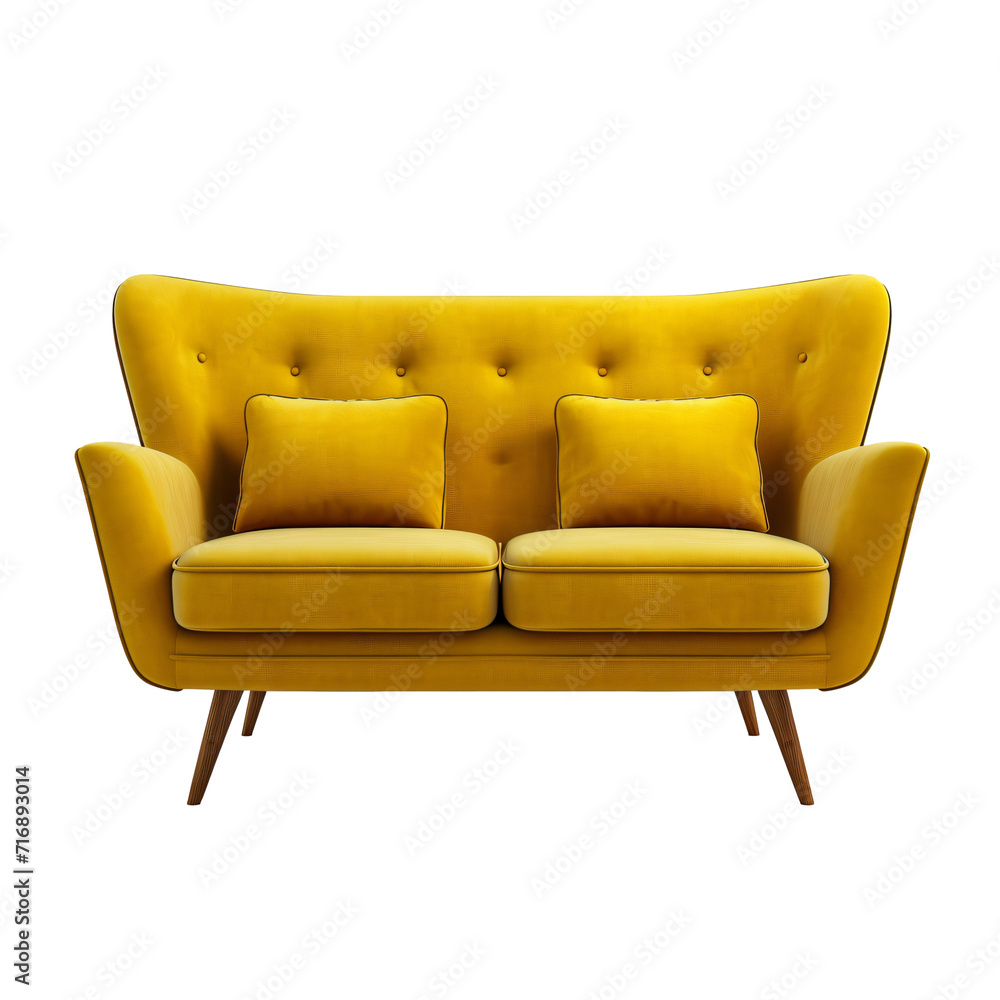 Yellow sofa ,modern and minimal furniture,Chair home decoration, isolated on white and transparent background Yellow sofa ,modern and minimal furniture,Chair home decoration, isolated on white and transparent background