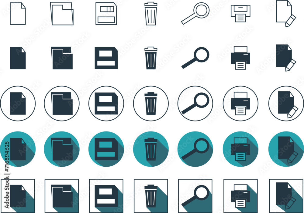 7 Applicationui or web icon with 5 Variations in vector format . eps 10