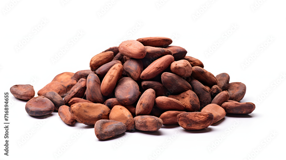 Cocoa seeds on white background Cocoa seeds on white background